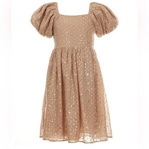 Allison + Kelly- Puff Sleeved Foiled Clip Dot Dress girl size 12. Watch VIDEO